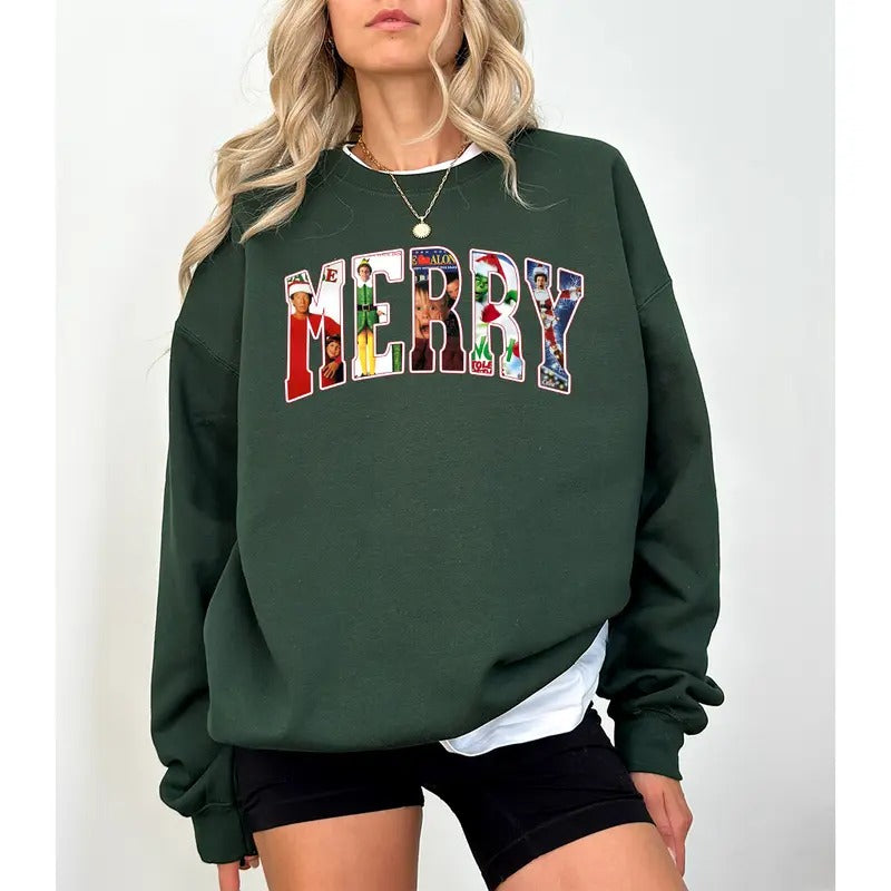 MERRY 90s Movies Lovers Vintage - Adult & Kids T-Shirts, Sweatshirts & Hoodies apparel design preview 1