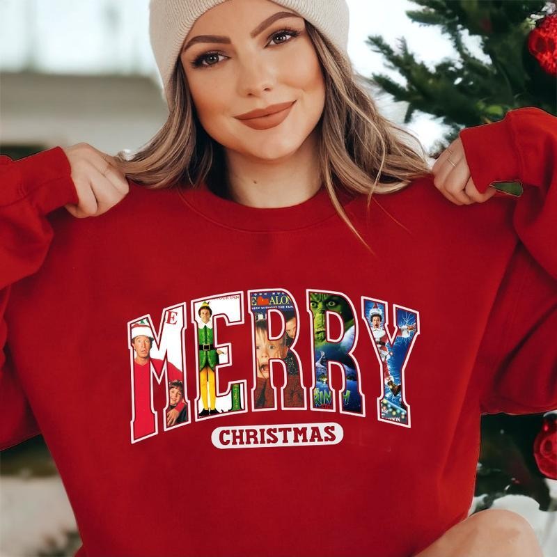 MERRY 90s Movies Lovers Xmas - Adult & Kids T-Shirts, Sweatshirts & Hoodies apparel design preview 1