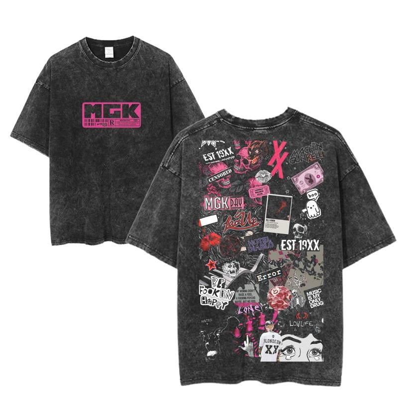 MGK Sticker Bomb Machine Gun Kelly Hotel Diablo Rock - Adult & Kids T-Shirts, Sweatshirts & Hoodies apparel design preview 1