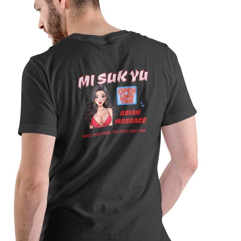 MI SUK YU ASIAN MASSAGE PARLOR Cotton Black - Adult & Kids T-Shirts, Sweatshirts & Hoodies apparel design preview 1