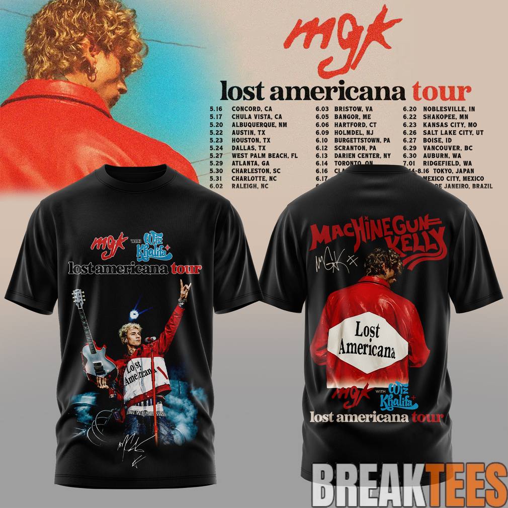 Machine Gun Kelly Lost Americana Tour 2026 Black - Adult & Kids T-Shirts, Sweatshirts & Hoodies apparel design preview 1
