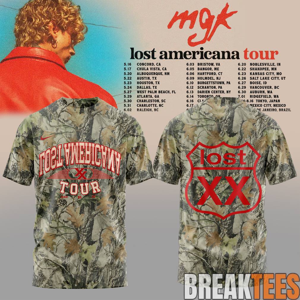 Machine Gun Kelly Lost Americana Tour 2026 Camo - Adult & Kids T-Shirts, Sweatshirts & Hoodies apparel design preview 1