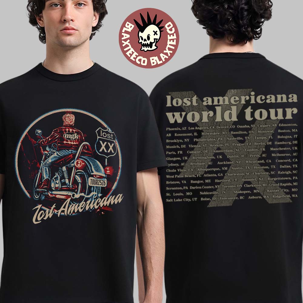 Machine Gun Kelly MGK Lost Americana World Tour 2026 - Adult & Kids T-Shirts, Sweatshirts & Hoodies apparel design preview 1