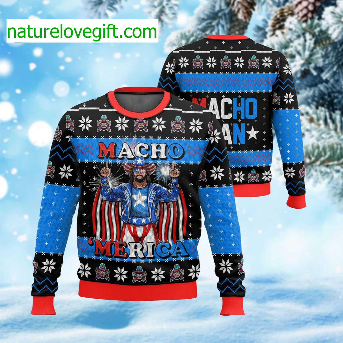 Macho ‘Merica Macho Man Ugly Christmas Sweater - Holiday Gift product image