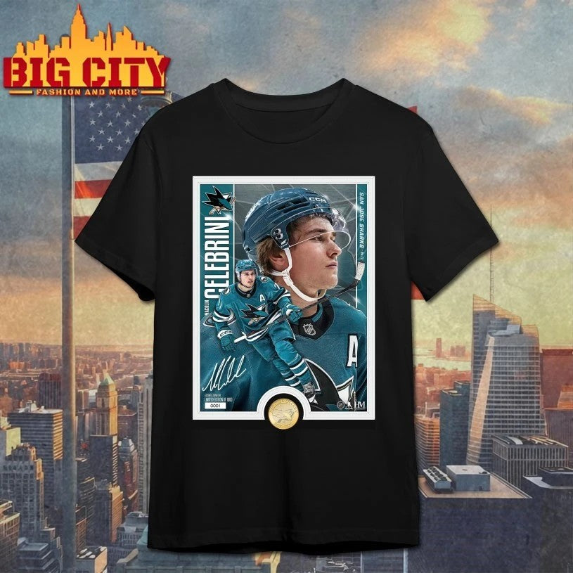Macklin Celebrini San Jose Sharks Highland Mint - Adult & Kids T-Shirts, Sweatshirts & Hoodies apparel design preview 1