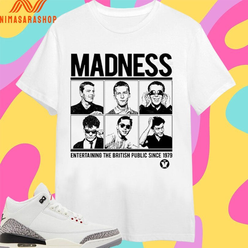 Madness Entertaining The British Public Since 1979 - Adult & Kids T-Shirts, Sweatshirts & Hoodies apparel design preview 1