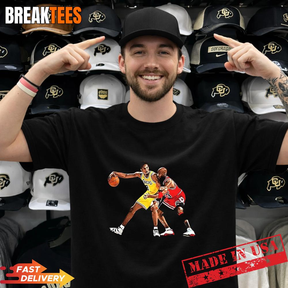 Magic Johnson vs Kobe Bryant NBA Moment For legends - Adult & Kids T-Shirts, Sweatshirts & Hoodies apparel design preview 1