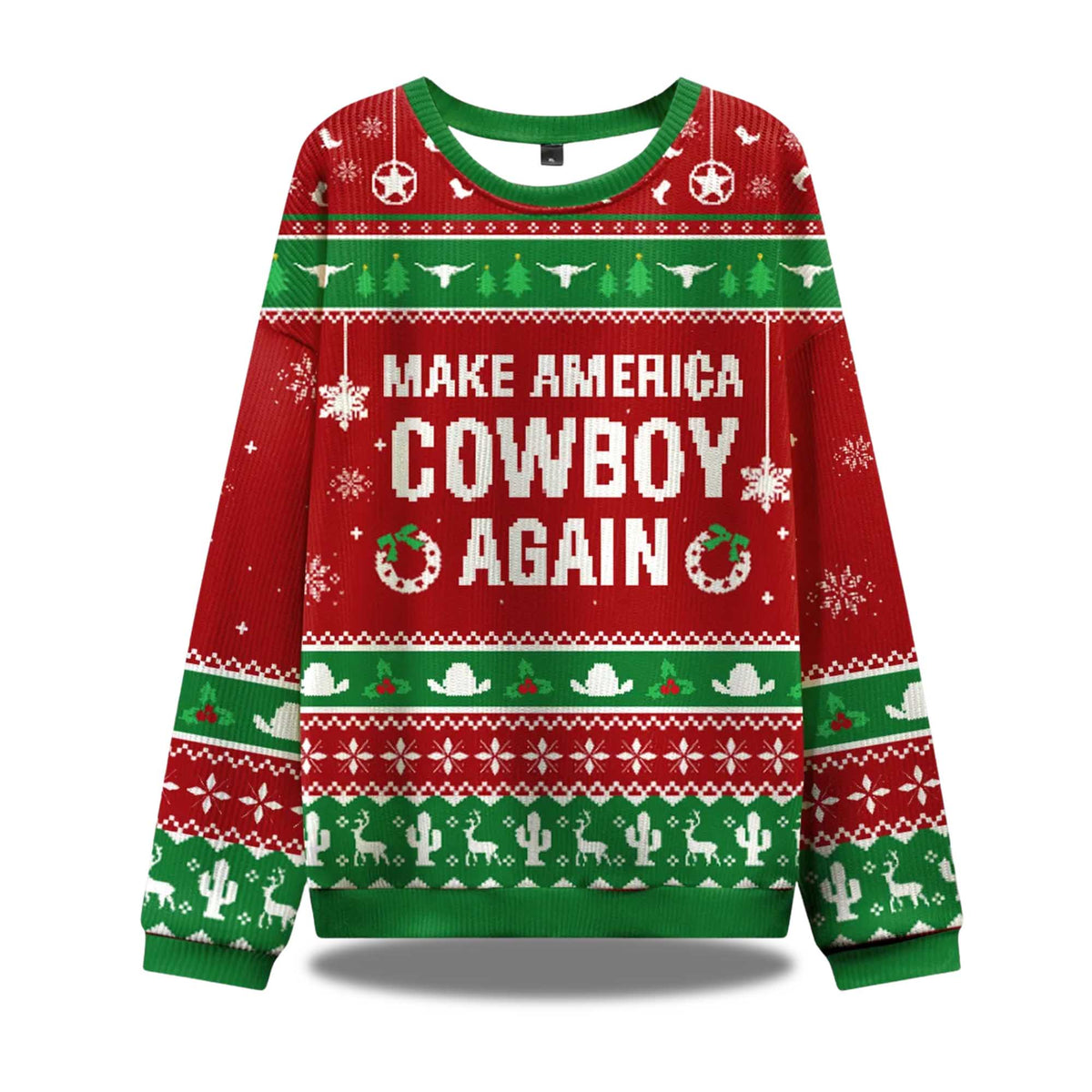 Make America Cowboy Again Ugly Christmas Sweater - Holiday Gift product image