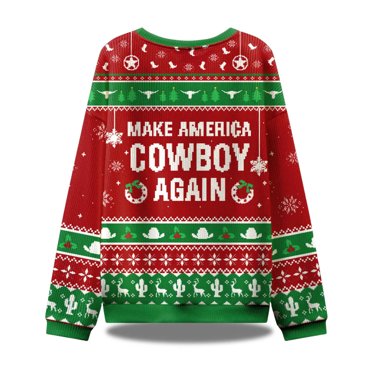Make America Cowboy Again Ugly Christmas Sweater - Holiday Gift product image 4