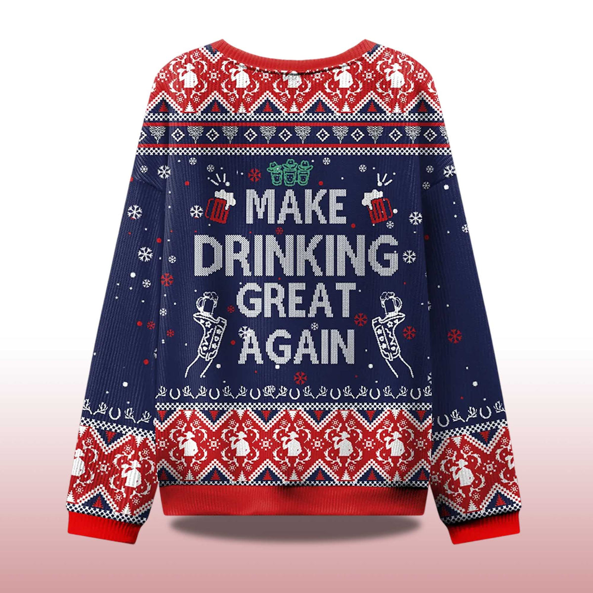 Make Drinking Great Again Ugly Christmas Sweater - Holiday Gift product image 4