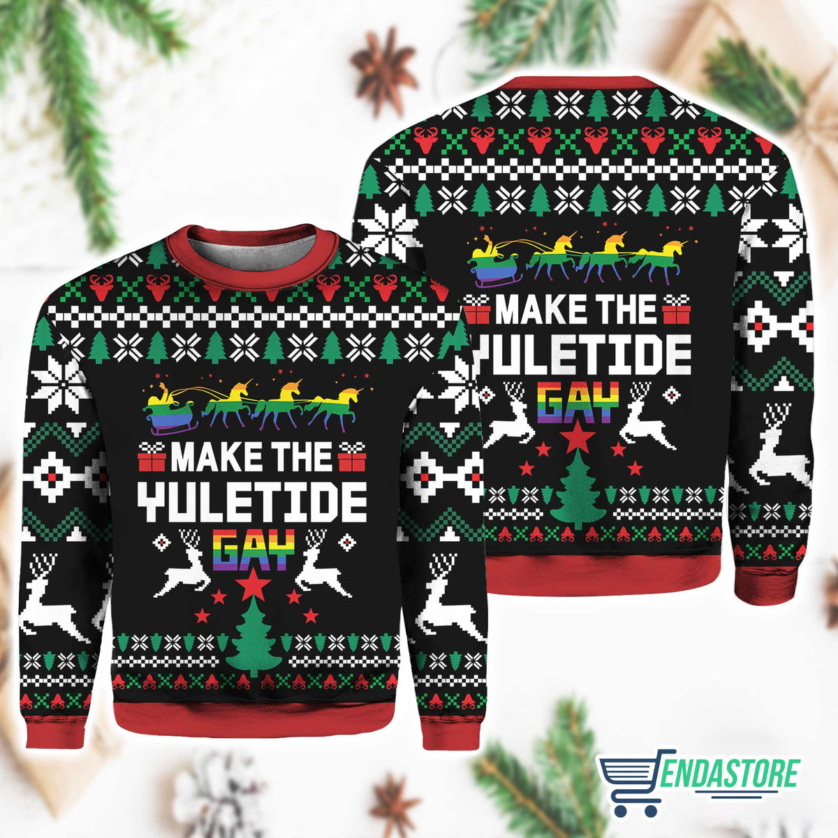 Make The Yuletide Gay Pride 3D Ugly Christmas Sweater - Holiday Gift product image 2