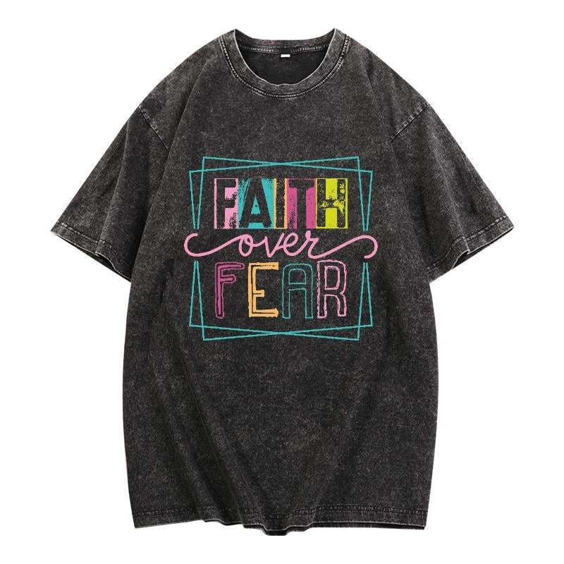 Make Bold Statement Retro Washed Empowering "Faith - Adult & Kids T-Shirts, Sweatshirts & Hoodies apparel design preview 1