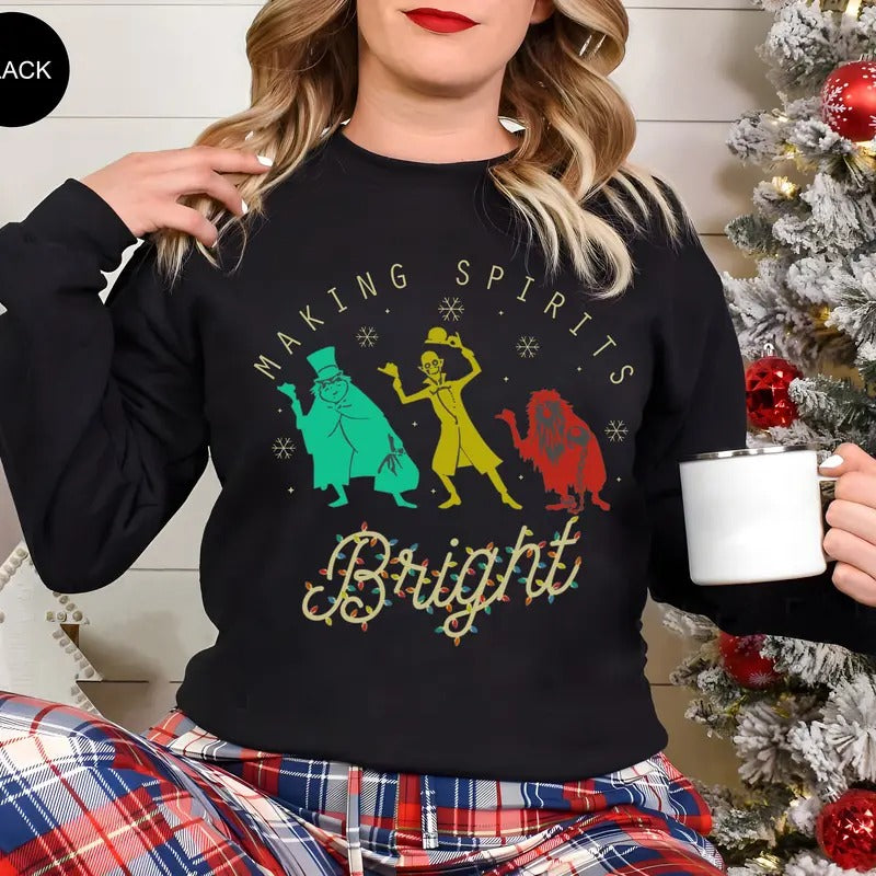 Making Spirits Bright Haunted Mansion Hitchhiking - Adult & Kids T-Shirts, Sweatshirts & Hoodies apparel design preview 1