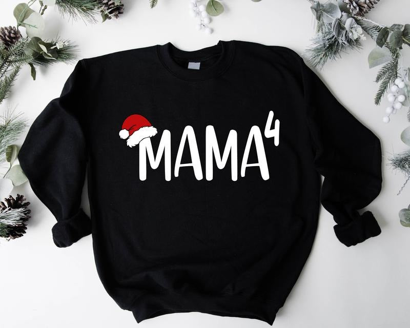 Mama 4 Pregnancy Announcement Xmas Cute Mom Four - Adult & Kids T-Shirts, Sweatshirts & Hoodies apparel design preview 1
