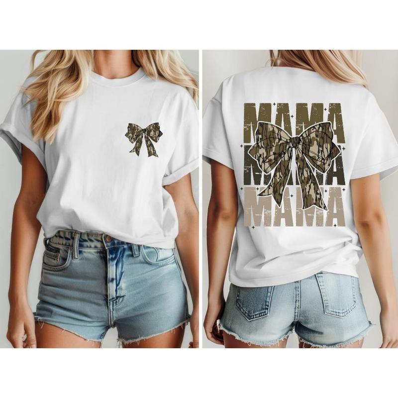 Mama Camo Coquette Bow Old School Retro Hunting Dude - Adult & Kids T-Shirts, Sweatshirts & Hoodies apparel design preview 1