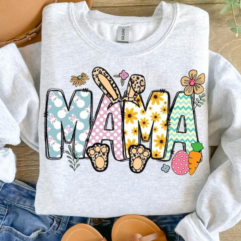Mama Easter Happy Mini Day Retro - Adult & Kids T-Shirts, Sweatshirts & Hoodies apparel design preview 1