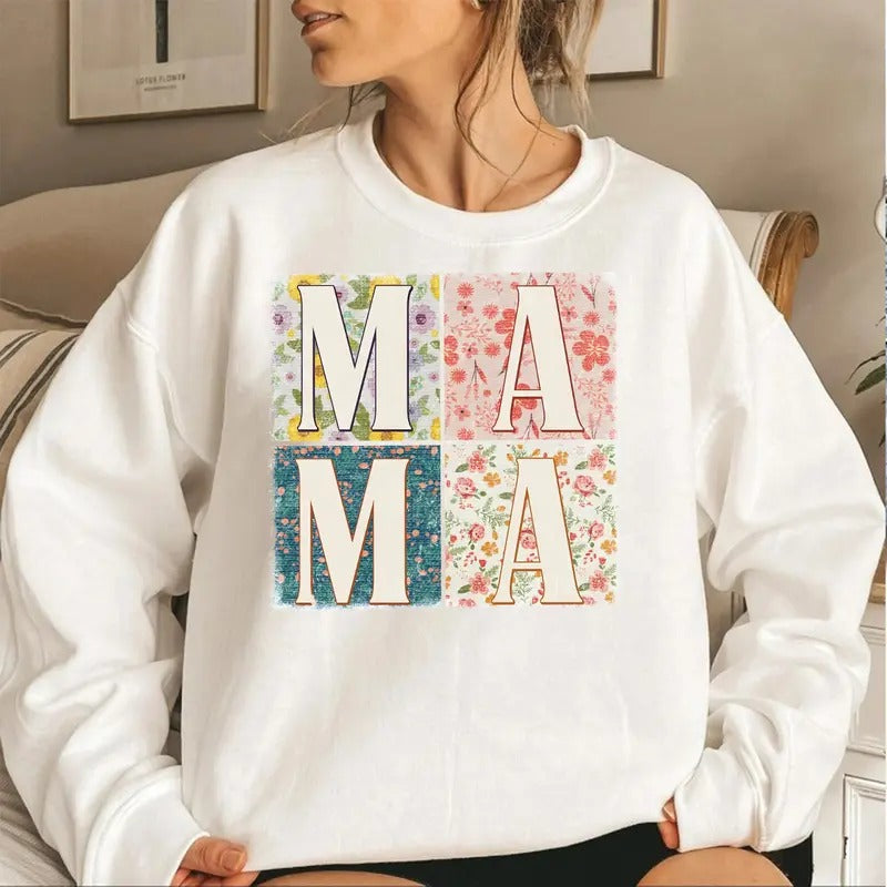 Mama Flower Retro Boho Mom New Wildflower - Adult & Kids T-Shirts, Sweatshirts & Hoodies apparel design preview 1