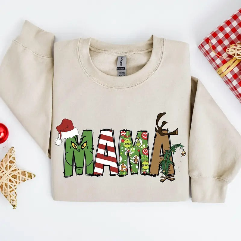Mama Grinc Xmas Mother Her Womenswear Casual Cotton - Adult & Kids T-Shirts, Sweatshirts & Hoodies apparel design preview 1