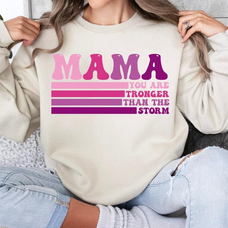 Mama Stronger Than Storm Motivational Mom Sleeve - Adult & Kids T-Shirts, Sweatshirts & Hoodies apparel design preview 1