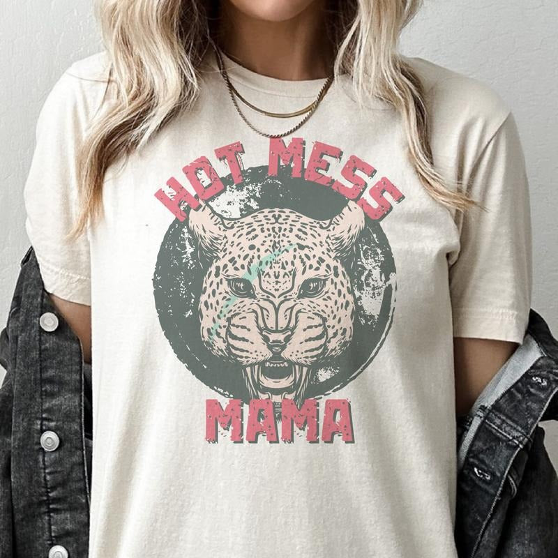 Mama Tired Hot Mess Tops One Hell Mother Funny Quote - Adult & Kids T-Shirts, Sweatshirts & Hoodies apparel design preview 1