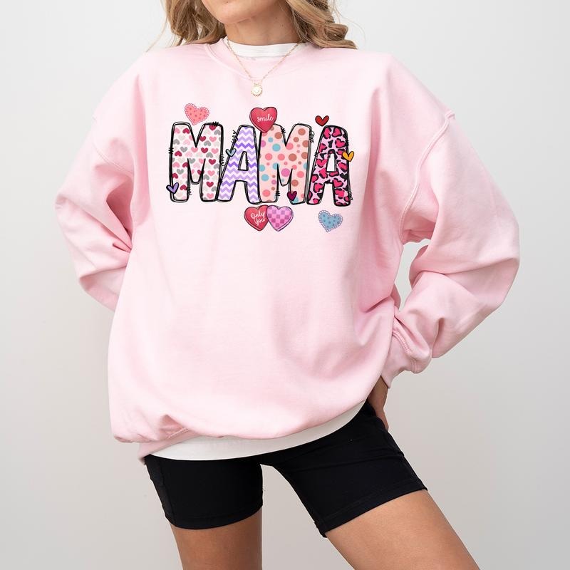 Mama Valentines Heart Woman Latte Valentine Mom - Adult & Kids T-Shirts, Sweatshirts & Hoodies apparel design preview 1