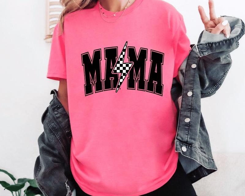 Mama Checkered Lightning Bolt Casual Everyday Perfect - Adult & Kids T-Shirts, Sweatshirts & Hoodies apparel design preview 1