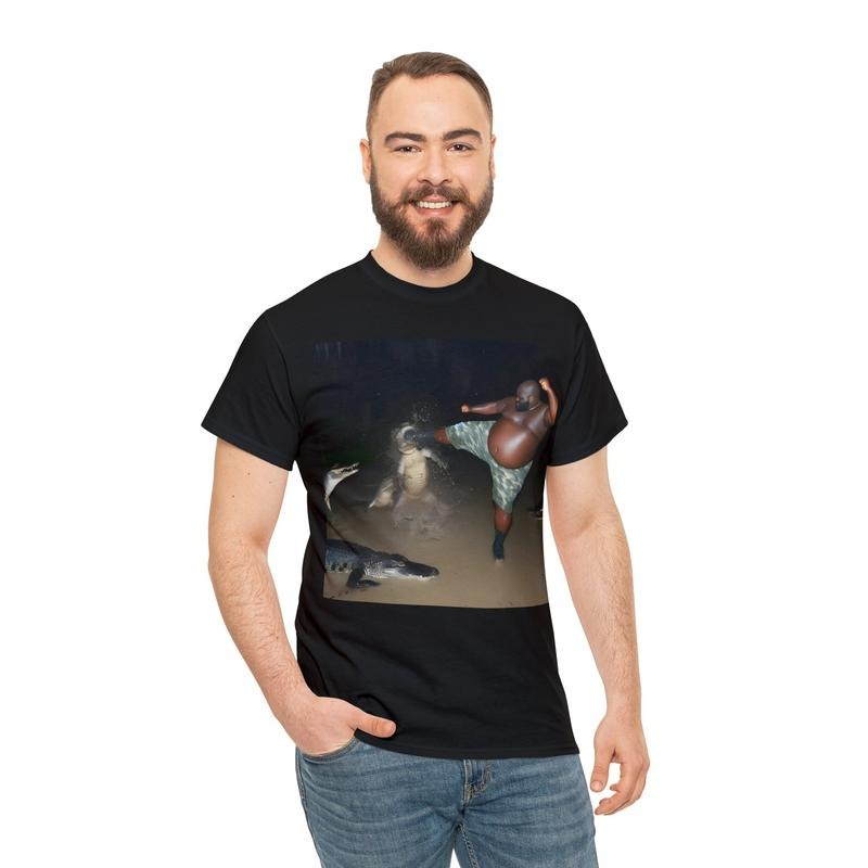 Man Kick Alligator Swamp Gator Crocodile Funny Viral - Adult & Kids T-Shirts, Sweatshirts & Hoodies apparel design preview 1
