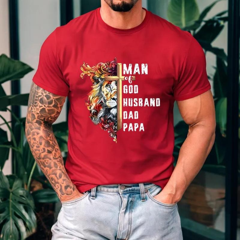Man God Christian Lion Casual Crew Neck Short Sleeve - Adult & Kids T-Shirts, Sweatshirts & Hoodies apparel design preview 1
