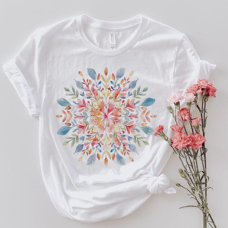 Mandala Floral Spring Her Flower Florist Bestie Top - Adult & Kids T-Shirts, Sweatshirts & Hoodies apparel design preview 1