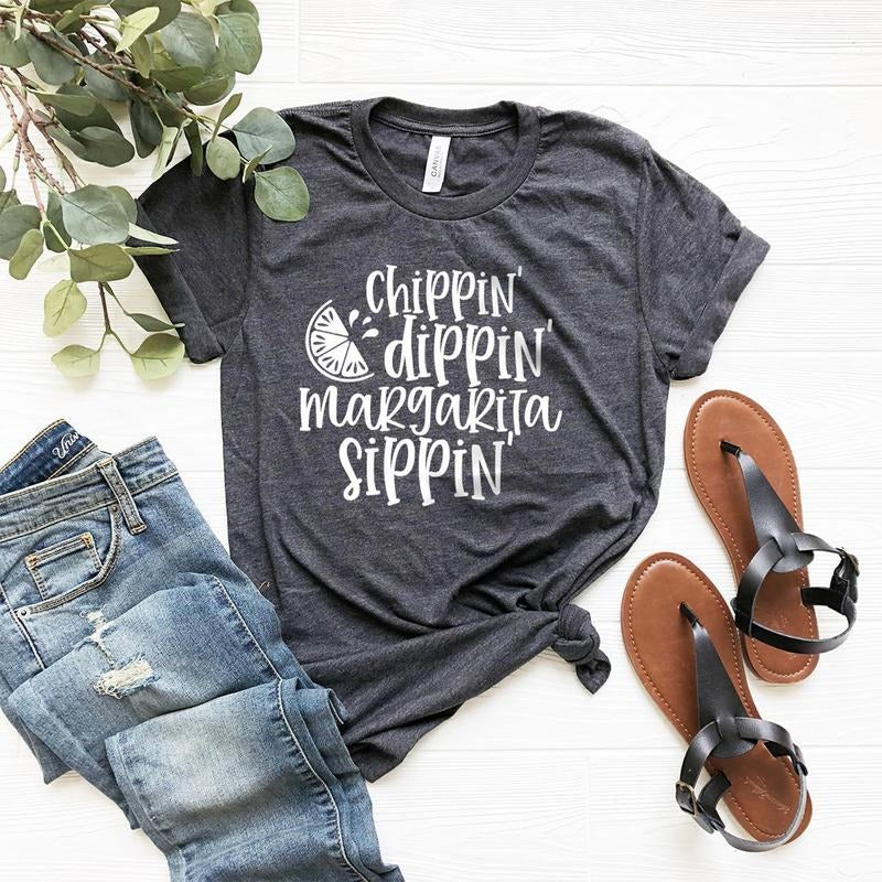 Margarita Funny Summer Tequila Chippin Dippin Sippin - Adult & Kids T-Shirts, Sweatshirts & Hoodies apparel design preview 1