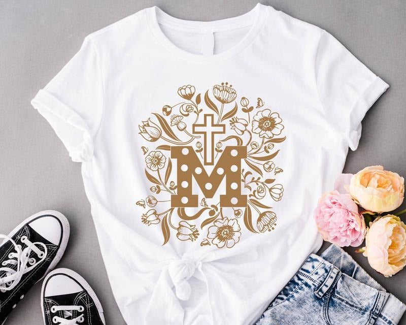 Marian Catholic Assumption Mary Floral Religious - Adult & Kids T-Shirts, Sweatshirts & Hoodies apparel design preview 1