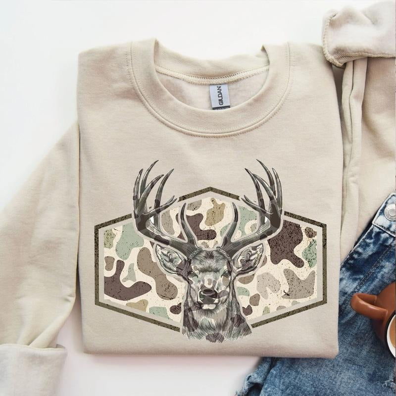 Marsh Old School Deer Camo Hunting Camouflage Frame - Adult & Kids T-Shirts, Sweatshirts & Hoodies apparel design preview 1