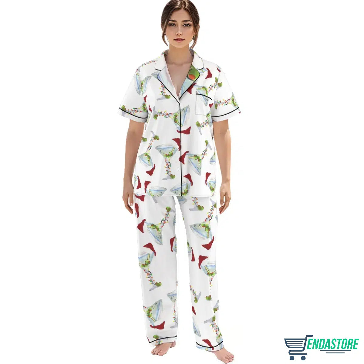 Martini Christmas Satin Pajama Set long 3D Christmas Sweater - Holiday Gift product image 2