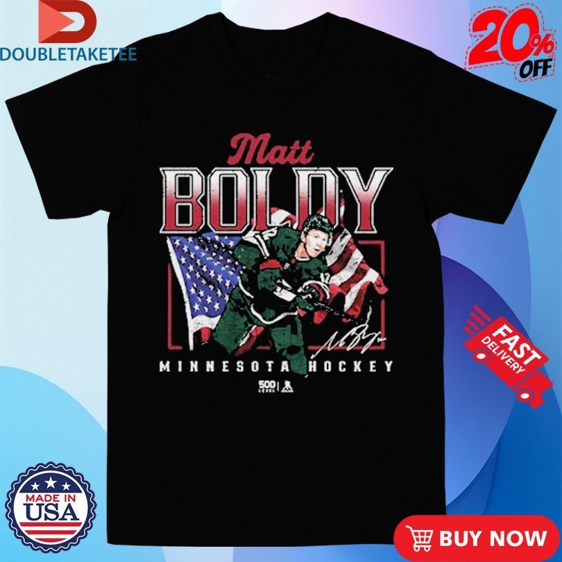 Matt Boldy Minnesota Wild Hockey Usa Flag Signature - Adult & Kids T-Shirts, Sweatshirts & Hoodies apparel design preview 1