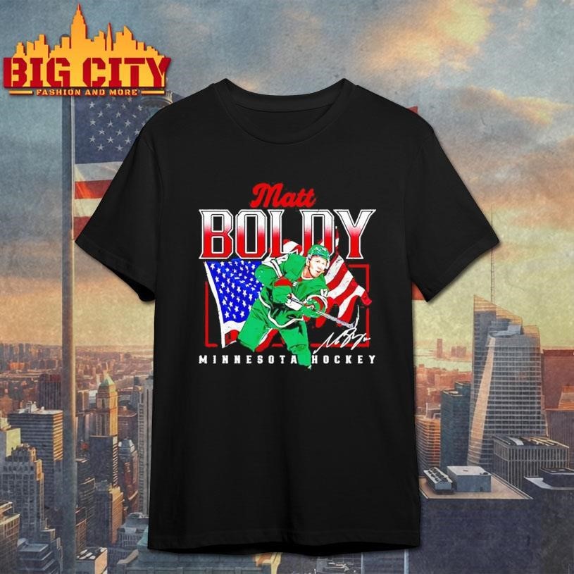 Matt Boldy Minnesota Wild USA flag graphic - Adult & Kids T-Shirts, Sweatshirts & Hoodies apparel design preview 1