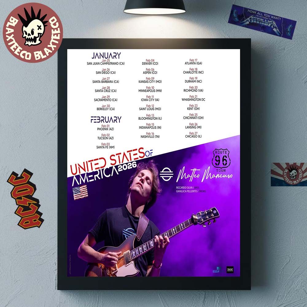 Matteo Mancuso Route 96 United States Of America 2026 - Adult & Kids T-Shirts, Sweatshirts & Hoodies apparel design preview 1