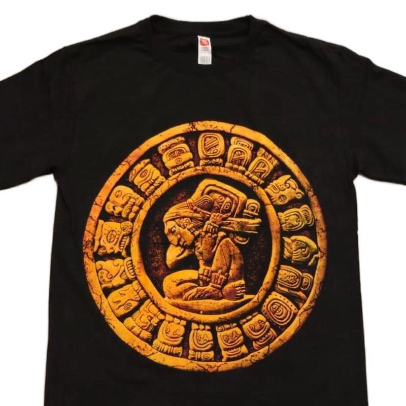Maya Calendar Medium Size Cotton Black Casual - Adult & Kids T-Shirts, Sweatshirts & Hoodies apparel design preview 1