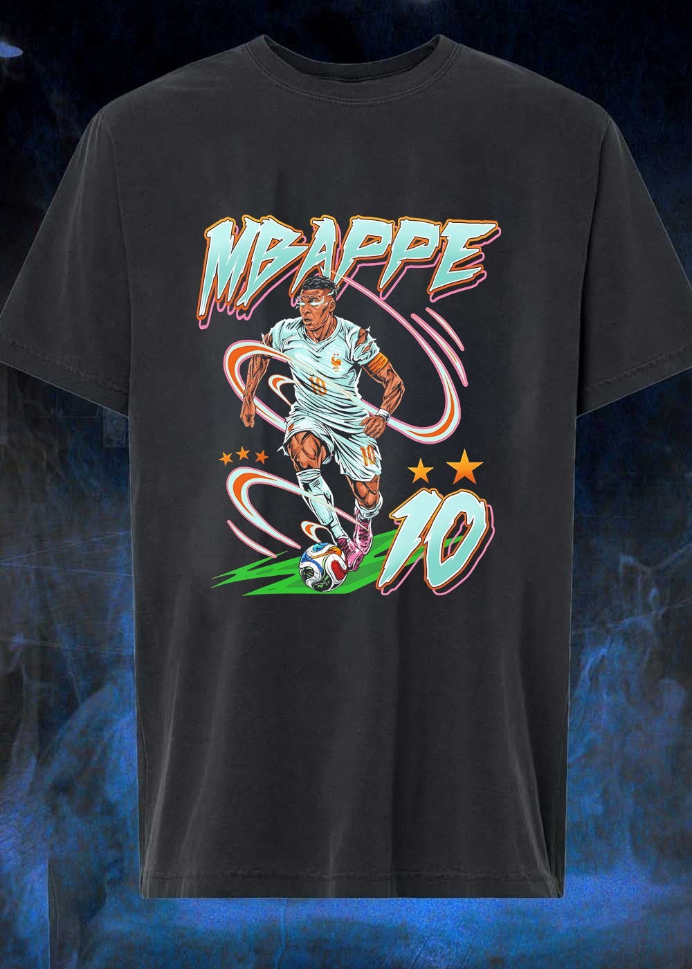 Mbappe Dribbling a Soccer Ball 10 France National - Adult & Kids T-Shirts, Sweatshirts & Hoodies apparel design preview 1