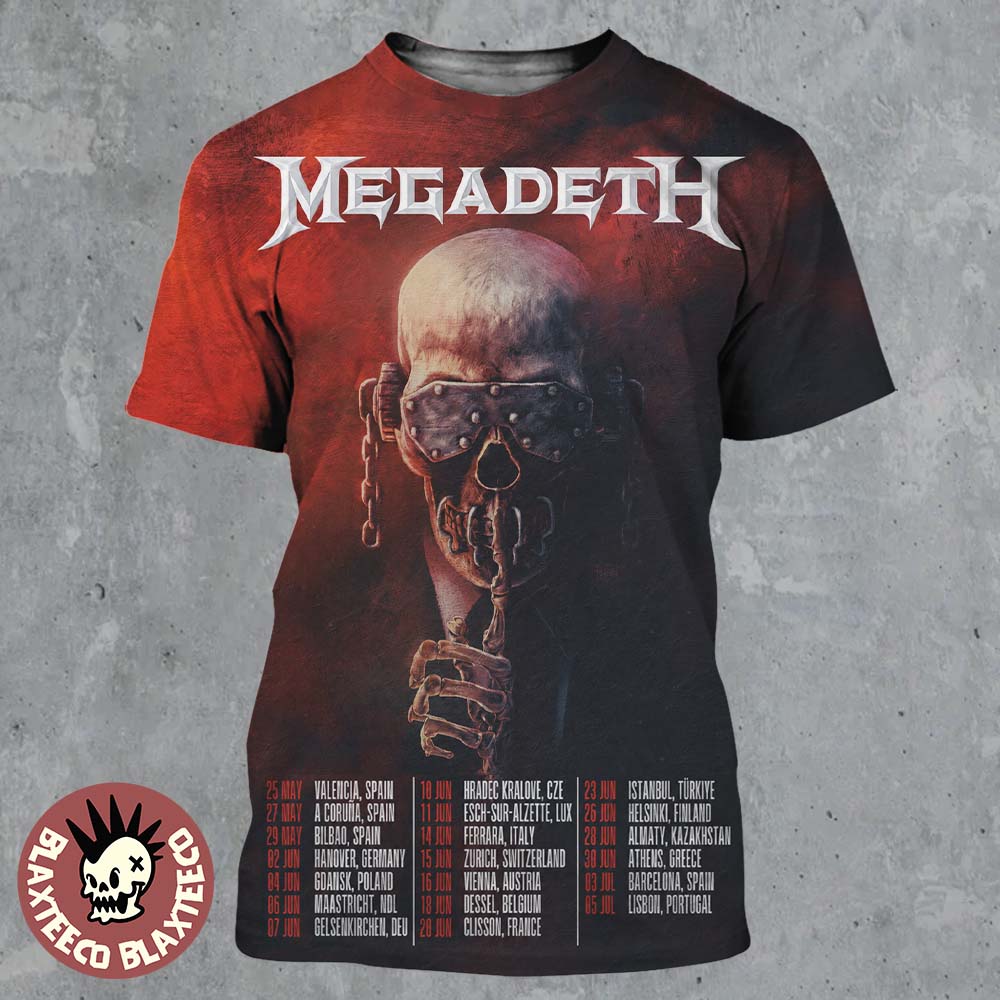 Megadeth 2026 Farewell Tour Europe Schedule Dates All - Adult & Kids T-Shirts, Sweatshirts & Hoodies apparel design preview 1