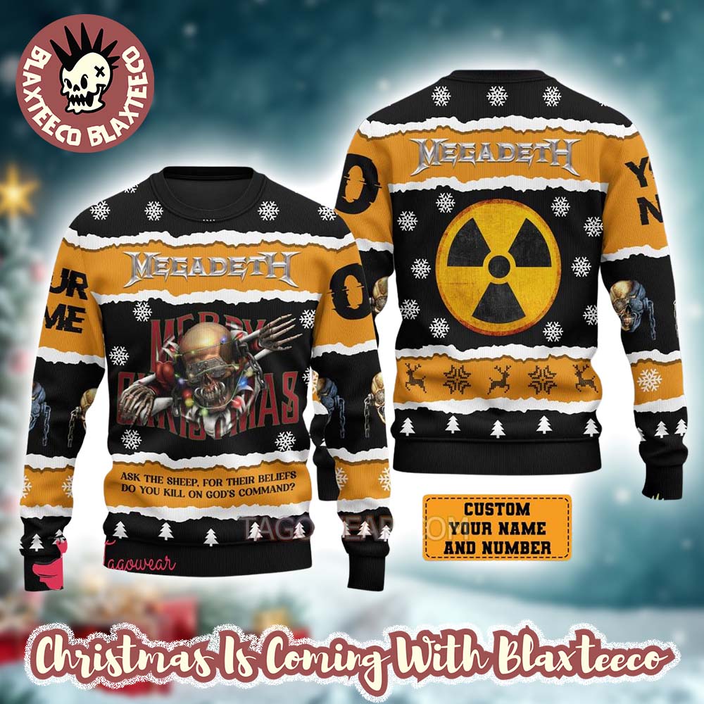 Megadeth Ask The Sheep For Their Beliefs Holiday Gift Personalized Ugly Christmas Sweater - Holiday Gift product image