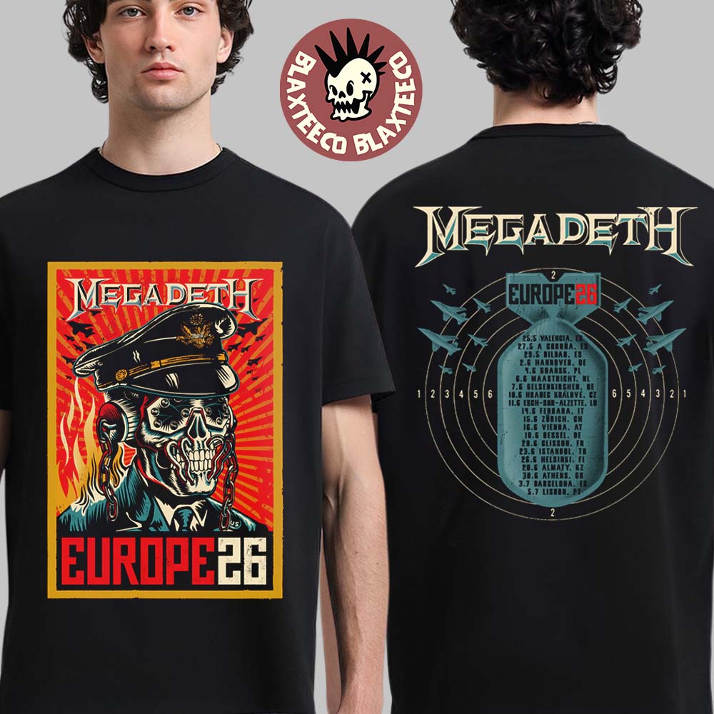 Megadeth Europe 2026 Tour Merch Commander Vic Over - Adult & Kids T-Shirts, Sweatshirts & Hoodies apparel design preview 1