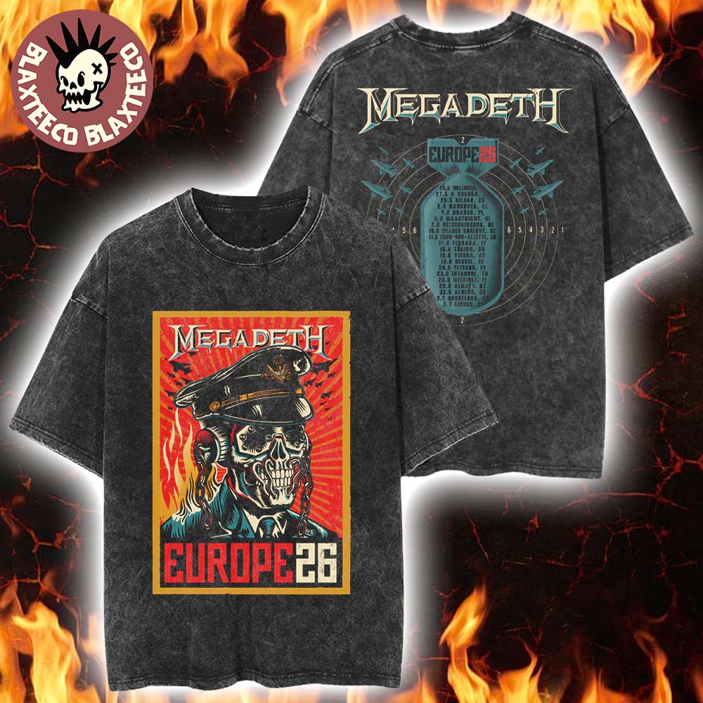 Megadeth Europe 2026 Tour Merch Commander Vic Over - Adult & Kids T-Shirts, Sweatshirts & Hoodies apparel design preview 1