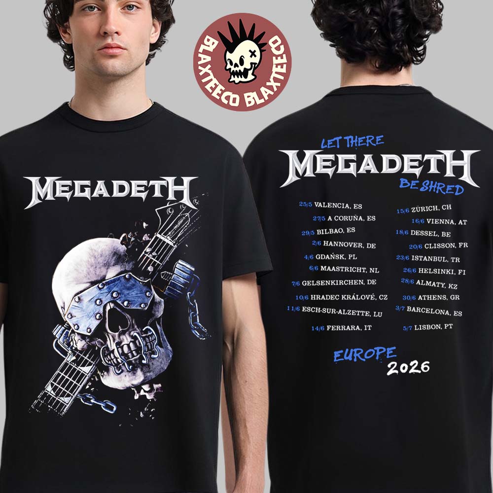 Megadeth Europe 2026 Tour Merch Vic Let There Be - Adult & Kids T-Shirts, Sweatshirts & Hoodies apparel design preview 1