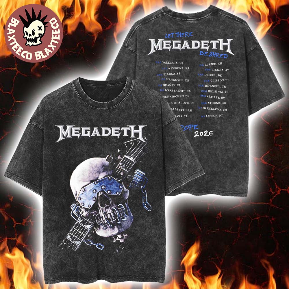 Megadeth Europe 2026 Tour Merch Vic Let There Be - Adult & Kids T-Shirts, Sweatshirts & Hoodies apparel design preview 1