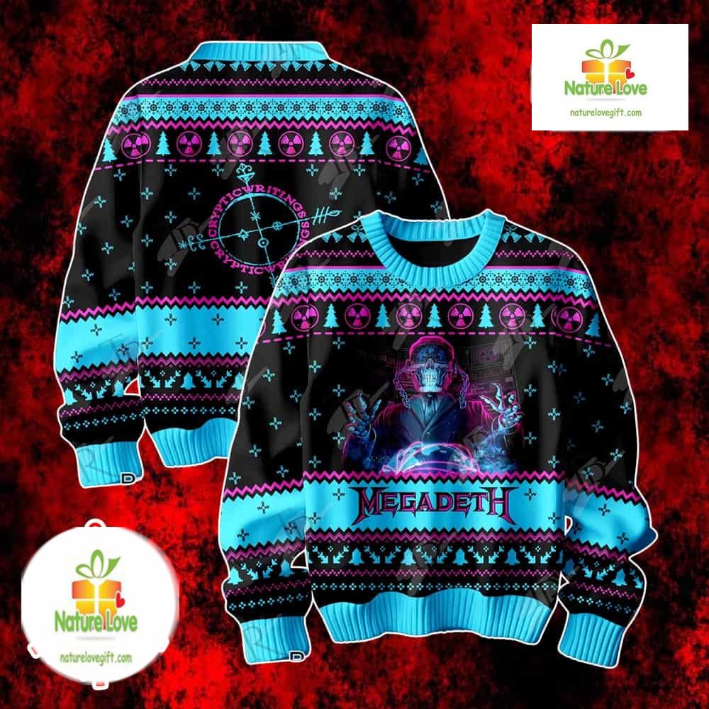 Megadeth Cryptic Logo Winter Tree Design Ugly Christmas Sweater - Holiday Gift product image