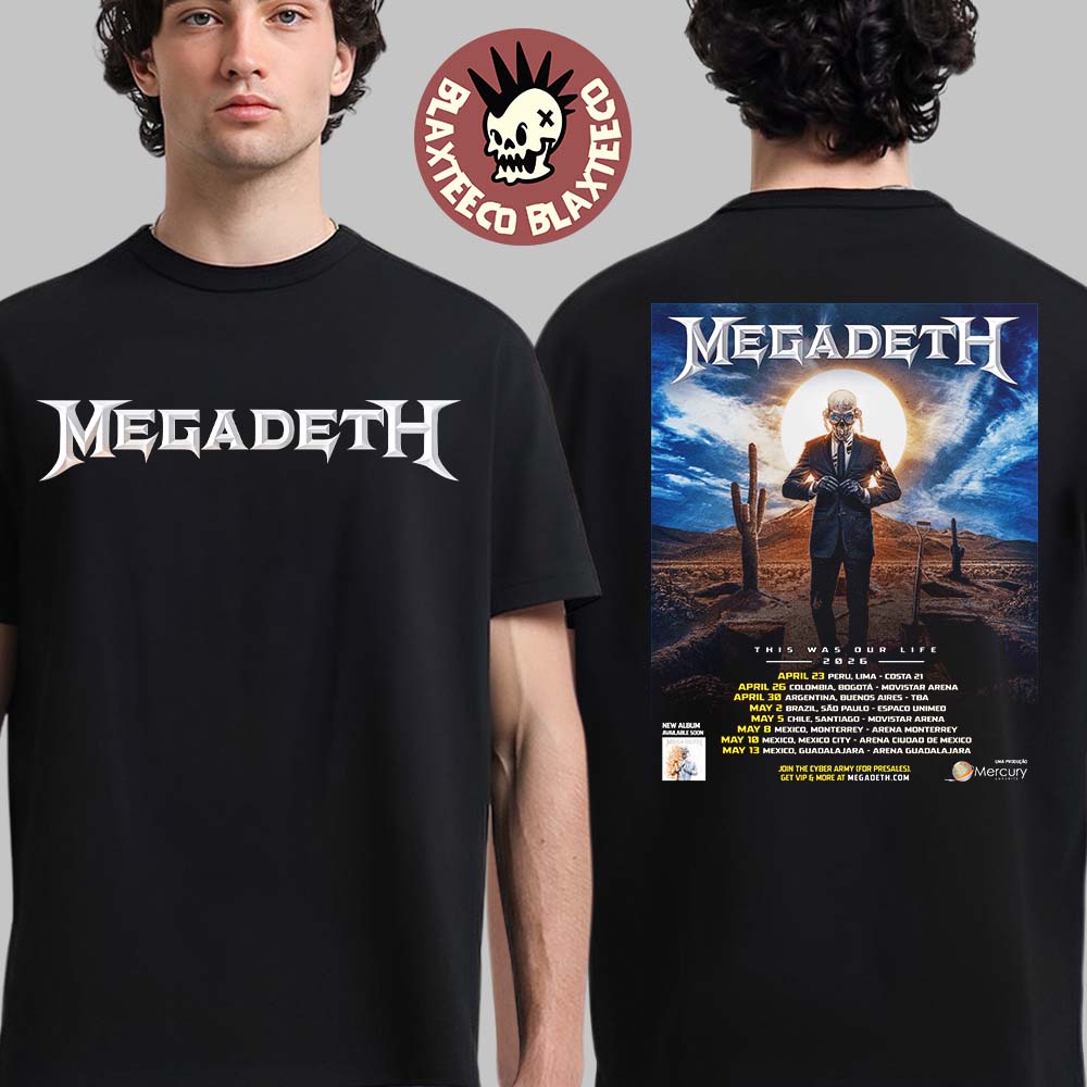 Megadeth This Was Our Life 2026 Latin America Tour - Adult & Kids T-Shirts, Sweatshirts & Hoodies apparel design preview 1