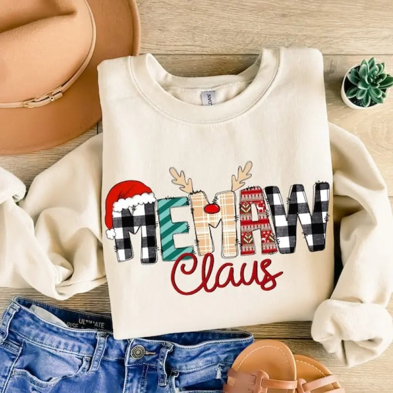 Memaw Claus Grandma Xmas - Adult & Kids T-Shirts, Sweatshirts & Hoodies apparel design preview 1