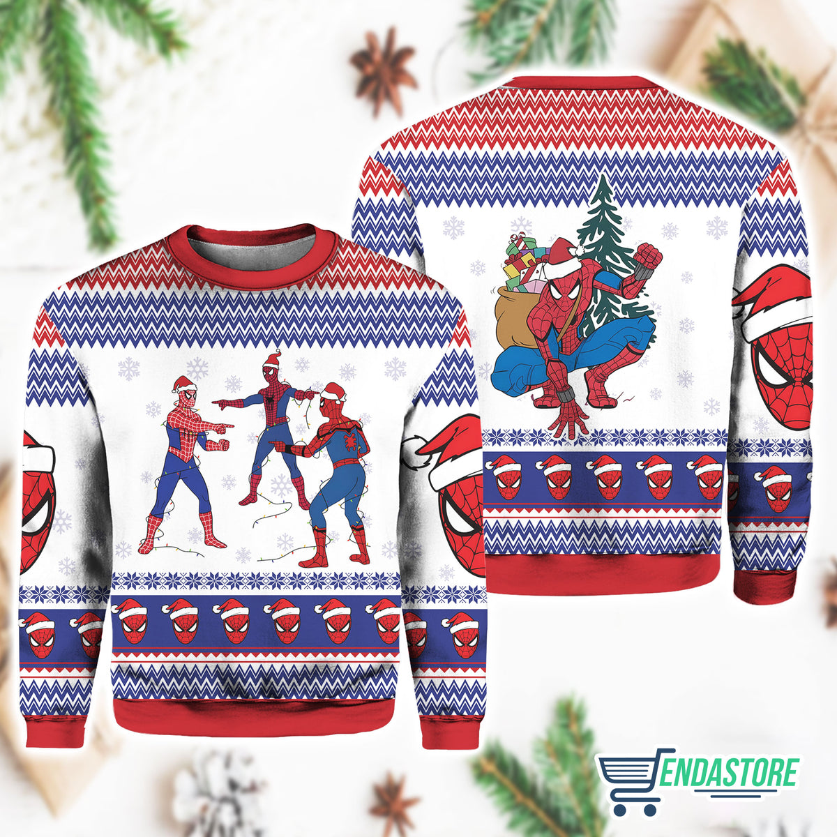 Meme Spiderman Santa Hat 3D Ugly Christmas Sweater - Holiday Gift product image