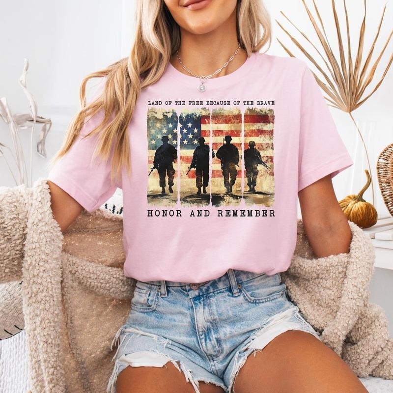 Memorial Day Land Brave Patriotic American Flag Army - Adult & Kids T-Shirts, Sweatshirts & Hoodies apparel design preview 1