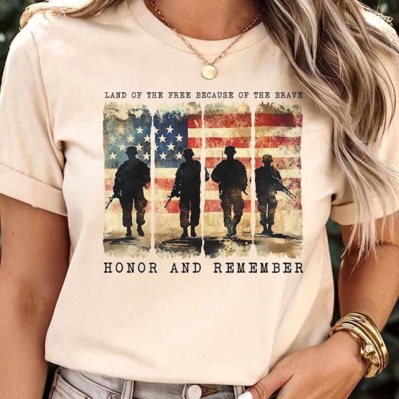 Memorial Day Land Brave Patriotic American Flag Army - Adult & Kids T-Shirts, Sweatshirts & Hoodies apparel design preview 1